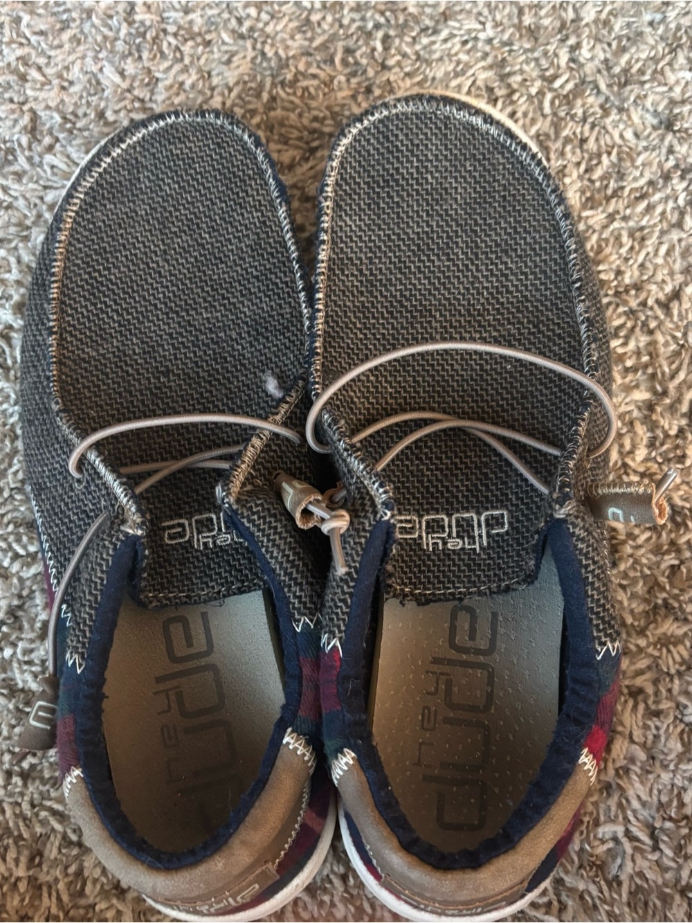 Hey Dude Kids Slip-On Sneakers in Charcoal Gray with Navy Accents